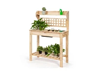 Garden Potting Bench Table with Bottom Shelf and Removable Sink for Outdoor Gardening