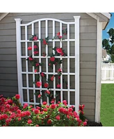 Vinyl Garden Trellis with Arch Top for Climbing Plants and Outdoor Decor