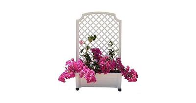 Mobile Planter Box with Trellis in Plastic with Lockable Wheels