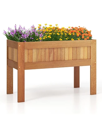 Wooden Raised Garden Bed Solid Wood Elevated Planter Box with Legs