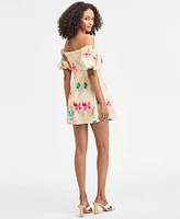 Bar Iii Women's Printed Off-The-Shoulder Mini Sheath Dress, Exclusively at Macy's