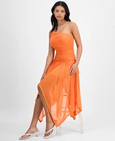 Bar Iii Women's One-Shoulder Handkerchief-Hem Midi Dress, Exclusively at Macy's