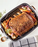 Circulon Carbon Steel 2 Pc. Ultra-lasting 17" x 13" Nonstick Roasting Pan with Easy Serve Rack