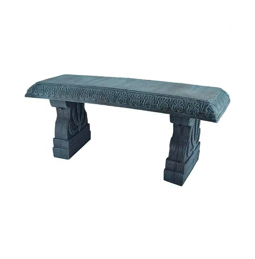 Fiber-Clay Resin Outdoor Garden Bench in Stone Finish