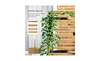 Elevated Wooden Planter Shelf with Detachable Trellis Stand