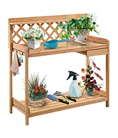 Garden Work Table Potting Bench with Storage for Outdoor Gardening