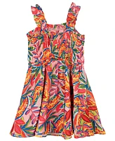 Rare Editions Toddler and Little Girls Tropical Stretch Print Dress