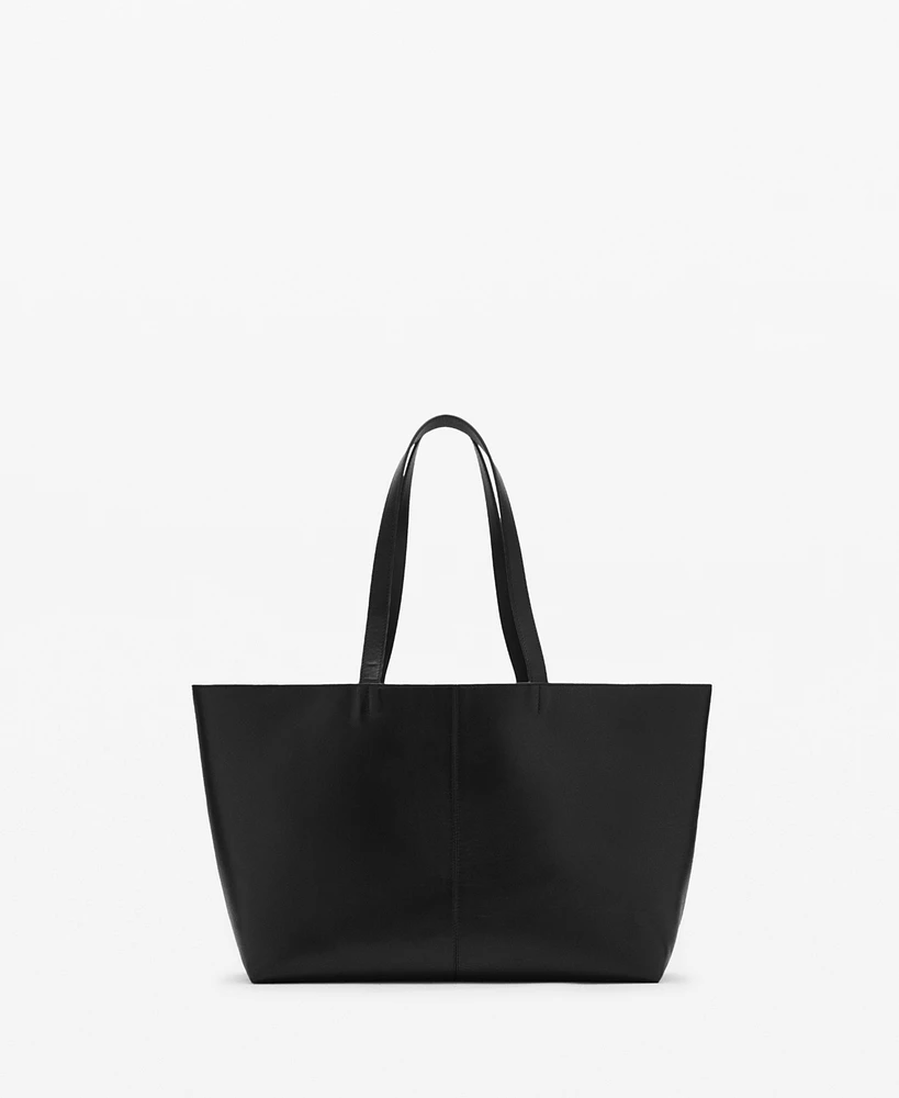 Mango Women's Leather Shopper Bag
