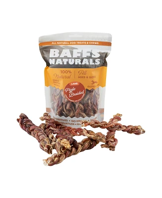 Baffs Naturals Braided Lamb Pizzle Chews – Long-Lasting, All-Natural Dog Treats (8oz Bag)