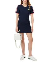 Lacoste Usa Women's Striped Sleeve Logo T-Shirt