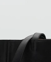 Mango Women's Leather Shopper Bag