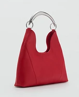 Mango Women's Metal Handle Leather Shoulder Bag