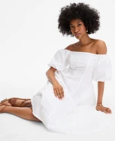 On 34th Women's Off-The-Shoulder Puff-Sleeve Midi Dress, Exclusively at Macy's