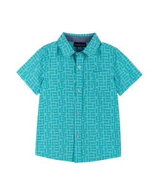 Andy & Evan Toddler Boys Toddler/Child Sunglasses Print Short Sleeve Buttondown Shirt