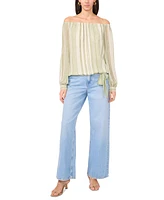 Vince Camuto Women's Stripe Off-the-Shoulder Tied-Hem Top