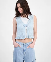 Sugar Moon Juniors' Cotton Crochet Rosette Cardigan