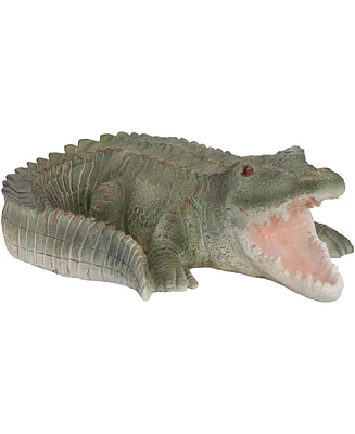 Chloe the Crabby Crocodile Statue Patio, Yard, Pool and Garden Decor - Realistic Style Polystone Indoor/Outdoor Garden Sculpture - 18.25-Inch