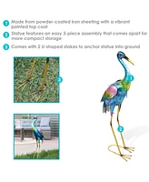 29-Inch Outdoor Metal Crane Statue - Yard Art, Lawn and Garden Sculpture Decor - Powder-Coated Paint Finish - 2 Statues