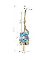 Spring Flowers Wind Bell - Mosaic Glass Wind Chime Bell for the Patio, Deck, or Porch - 7"