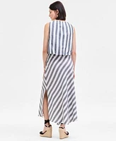 On 34th Womens Cropped Bubble Hem Tank Striped Maxi Skirt Melindaa Espadrille Wedge Sandals Exclusively At Macys