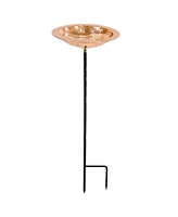 Standing Copper Bird Bath or Bird Feeder - Detachable Hand-Hammered Bowl with Stake - 33” H