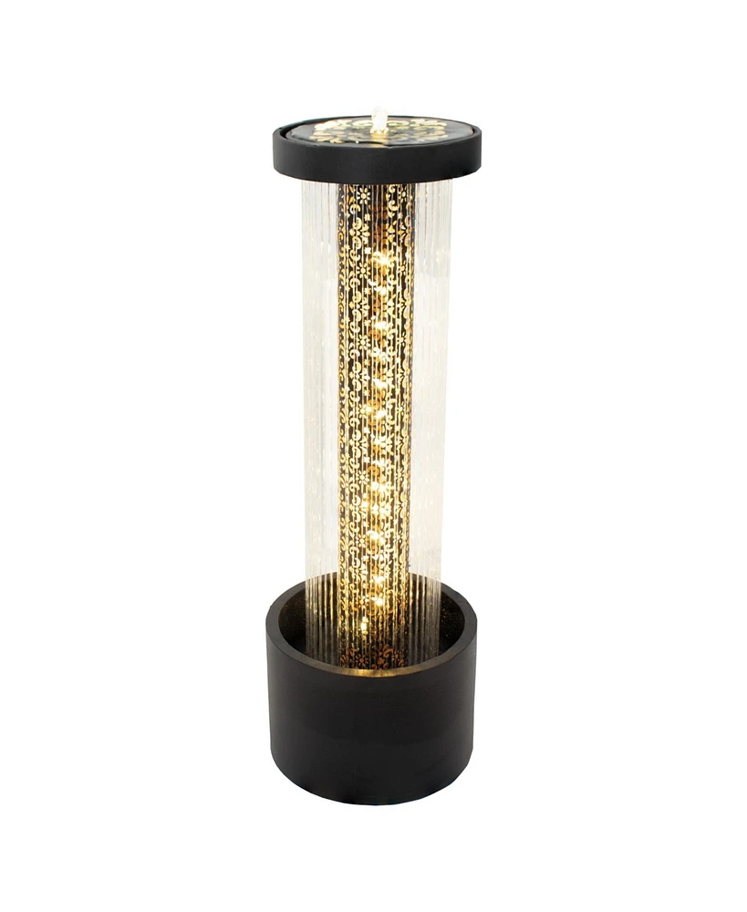 Glittering Rain Outdoor Water Fountain with Lights - Zinc - 41.25-Inch - Includes Warm White Led Lights