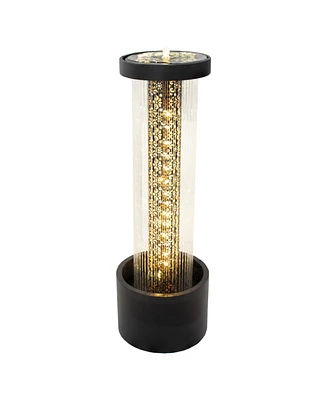 Glittering Rain Outdoor Water Fountain with Lights - Zinc - 41.25-Inch - Includes Warm White Led Lights