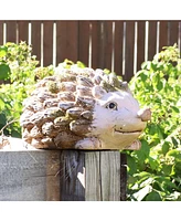 Ceramic Hazel The Hedgehog Garden Statue Decor - Hand-Painted Sculpture for Patio, Lawn, Garden and Indoor Living Spaces - 7-Inch - Brown