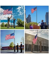 Yescom Bravery 30Ft Sectional 13Gauge Aluminum Flag Pole Kit with 136 Led Solar Light Us Flag Top Outside House Outdoor