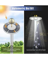 Yescom Bravery 30Ft Sectional 13Gauge Aluminum Flag Pole Kit with 136 Led Solar Light Us Flag Top Outside House Outdoor