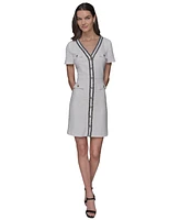 Karl Lagerfeld Paris Women's Tweed Rope-Trim Dress