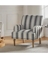 Geltrude farmhouse barbed wooden armchair with spike head trim