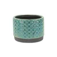 Ceramic Round Planter with Geometric Pattern – Versatile Pot for Home & Garden