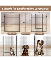 Dog Playpen Indoor Outdoor, 32" Height 8 Panels Fence with Anti-Rust Coating, Metal Heavy Portable Foldable Dog Pen for Large, Medium Small Dogs Rv Ya