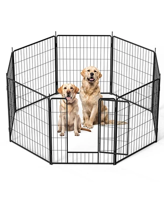 Dog Playpen Indoor Outdoor, 32" Height 8 Panels Fence with Anti-Rust Coating, Metal Heavy Portable Foldable Dog Pen for Large, Medium Small Dogs Rv Ya