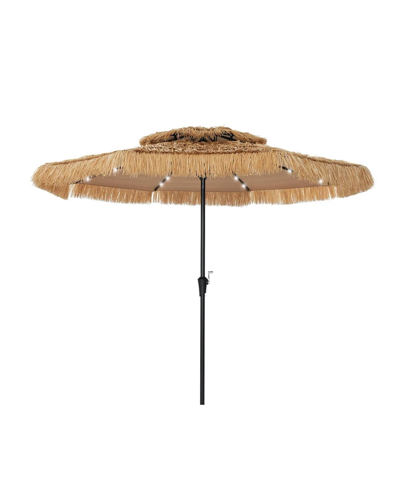 Mondawe 9 Ft Hawaiian Beach Parasol Outdoor Umbrella with Solar Lights