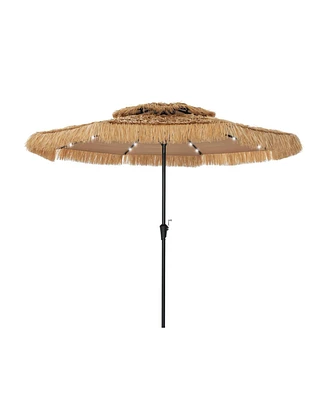 Mondawe 9 Ft Hawaiian Beach Parasol Outdoor Umbrella with Solar Lights