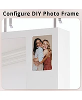 Jewelry Armoire Cabinet Organizer with Photo Frame and Foldable Shelf