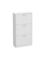 Wooden 3-door shoe cabinet, shutter door drawers