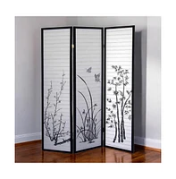 Naturistic Print 3-Panel Room Divider for Stylish Home Partitioning