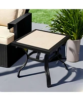 Ceramic Square Outdoor Side Table – Elegant Design for Patio & Outdoor Spaces