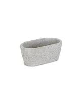 9" Gray Speckle Glaze Cement Indoor Outdoor Oval Pot Planter