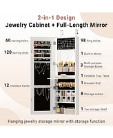 Led Jewelry Cabinet Organizer with Foldable Shelf
