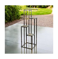Elegant 4-Tier Plant Stand with Stone Top for Indoor & Outdoor Display