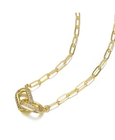 14K Gold Plated wth Clear Cubic Zirconia Interlocking Links Necklace