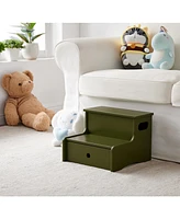 Kings Brand Furniture Wooden Toddler Step Stool for Kids with Storage Bedroom, Bathroom & Kitchen