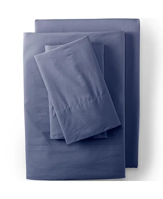 Lands' End Essential Garment Washed Cotton Percale Bed Sheet Set