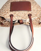 Mango Women's Natural Fiber Double Handle Shoulder Bag