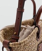 Mango Women's Small Double Handle Natural Fiber Bag