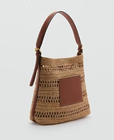 Mango Women's Natural Fiber Shoulder Bag
